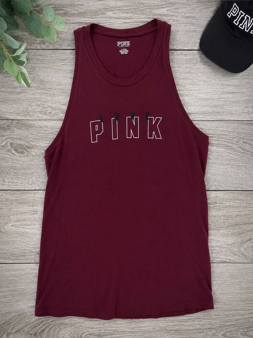Victoria’s Secret PINK Burgundy Racerback Tank Top | Size: Medium | Brand New